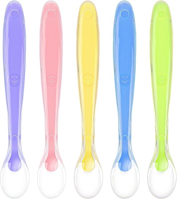 Vicloon Baby Silicone Spoons, 5PCS Training Feeding Spoons for Toddlers