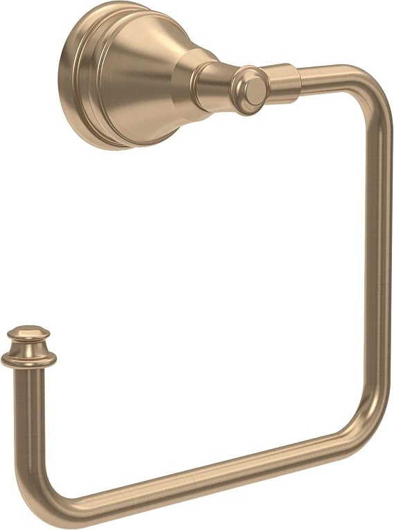 Delta Mylan (1-Pack) Hand Towel Holder Champagne Bronze Towel Racks for Bathroom Wall Square Towel Ring Holder for Bath Towel Hanger for Kitchen, Bathroom Accessories MYN46-CZ