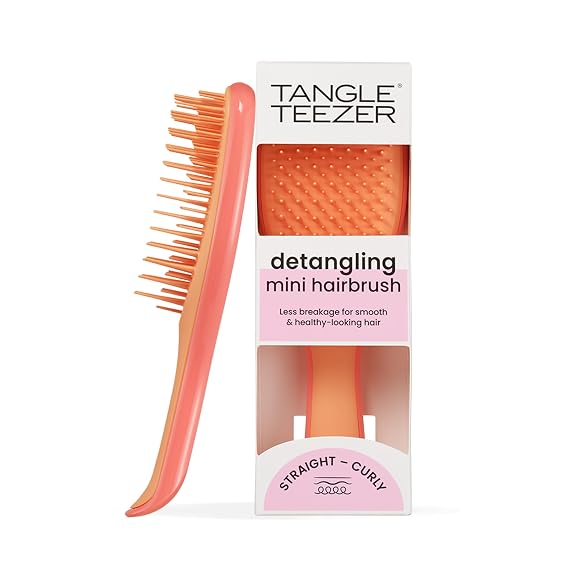 Tangle Teezer Mini The Ultimate Detangler Hairbrush |Gentle on Wet Hair | Two-Tiered Teeth & Comfortable Handle | Ideal for Kids And Travel | Reduces Knots & Breakage | Salmon Pink & Apricot