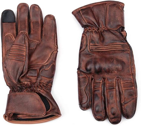 Leather Motorcycle Gloves Comfortable Riding Protection Full Gauntlet
