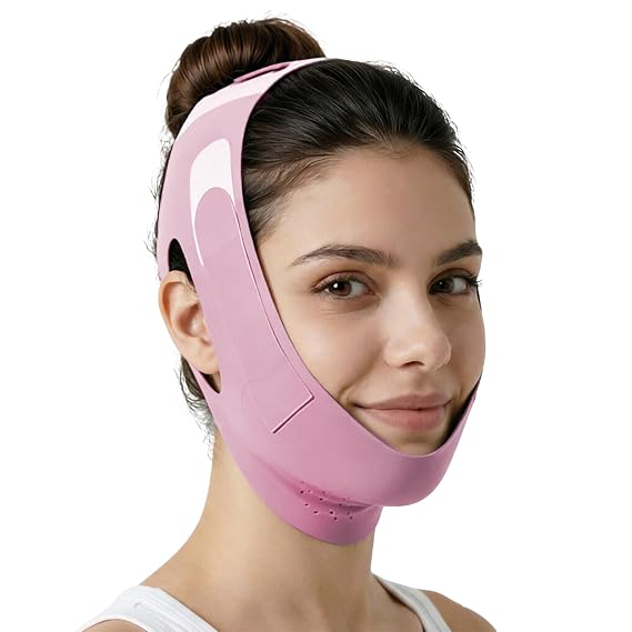 Chin Strap for Sleeping-V Line Jawline Trainer & Double Chin Reducer (pink)