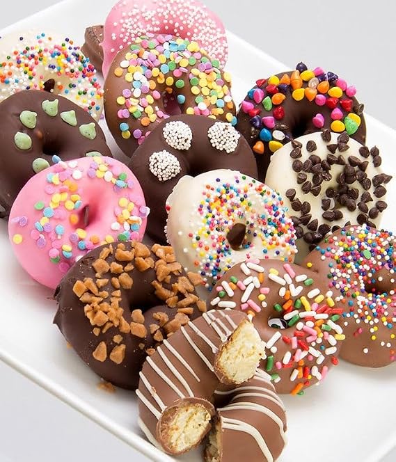 From You Flowers Chocolate Covered Mini Donuts - 12 Belgian Dipped Mini Donuts with Sprinkles for Birthday, Get Well & Celebration