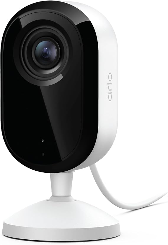 Arlo Essential Indoor Baby Camera 2K (3rd Gen) - Privacy Shield, 1-Cam | 2K baby & kid surveillance camera; 6.5 ft wired cable; Privacy shield; Person detection; Night vision; 1-mo Secure plan incl.