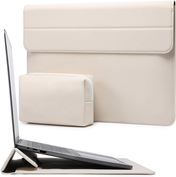 HYZUO 13.3-14 Inch Laptop Case with Stand Function for MacBook Pro 14 M5/M4/M3/M2/M1 2026-2021 MacBook Pro/Air 13.3 13.5 Inch 13.8 Inch Surface Laptop HP Spectre X360 13/14 Beige