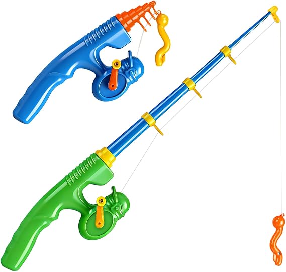 CozyBomBTM Magnetic Fishing Toys for Kids + Extra 2 Poles | Water Table Bathtub, Kiddie Pool Party Pole Rod Net, Outdoor Plastic Floating Fish, Toddler Bath Color Ocean Sea Animals Gift