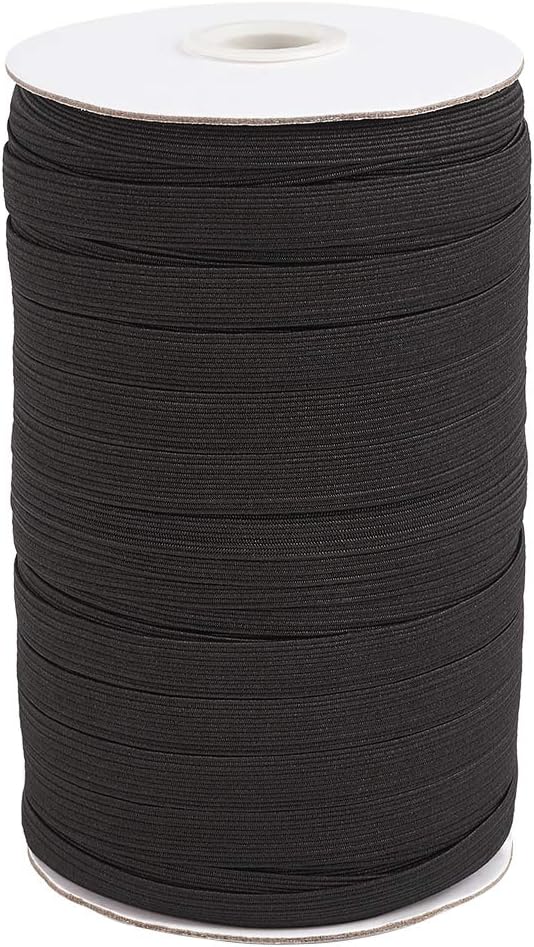 Elecrelive 100 Yards Braided Elastic Cord 3/8 inch Black Flat Width Stretchy Elastic Band for DIY Jewelry Making Sewing and Crafting
