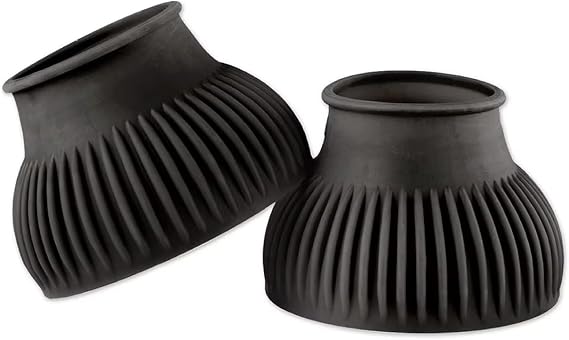 SmartEquine Horse Bell Boots, Pair (2), Medium (M), Black | Pull On Rubber Ribbed Design for Interference Shielding and Lost Shoe Prevention | Durable and Reliable Horse Boots