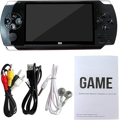 Upgraded New 128Bit X6 4.3 Black 8GB 128Bit Retro Classic Video Game Console Retro Portable Handheld Video Game Console Games Built-in 10000 Games