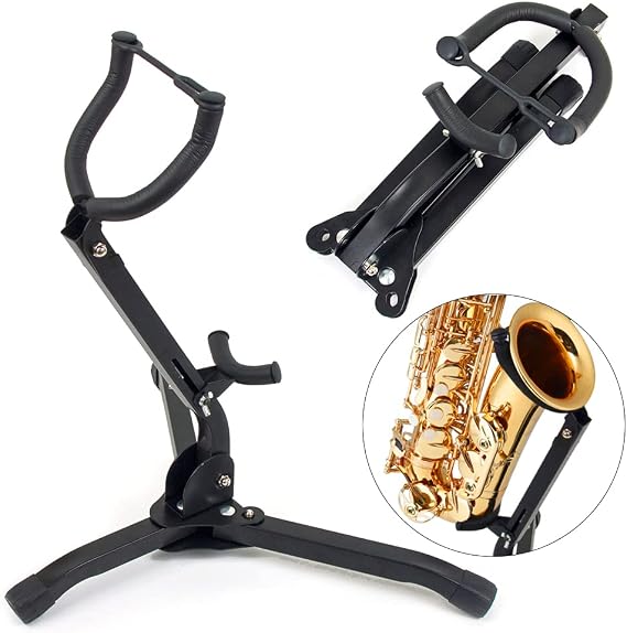 Folding Saxophone Tripod Stand Holder Sax Alto Tenor Portable Musical Instrument