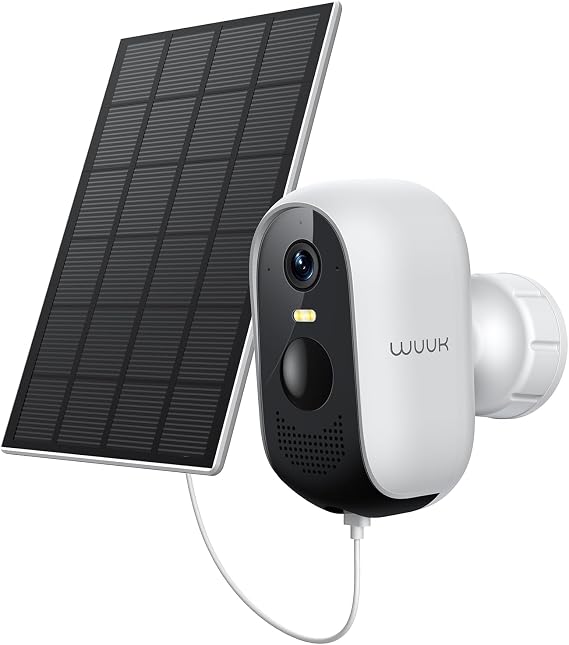 WUUK Add-on Solar Security Camera Wireless Outdoor, Requires Base Station | 2K, No Monthly Fee, Motion Alert, Night Vision, 2.4/5 GHz WiFi, Compatible with Alexa & Google