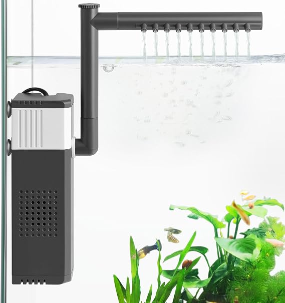 8W 400LPH Ultra Powerful Aquarium Filter for 30-90L Fish Tank, 3-IN-1 Adjustable Fish Tank Filter with Biochemical Sponge, Internal Submersible Fish Tank Filters for Turtle/Shrimp/Breeding