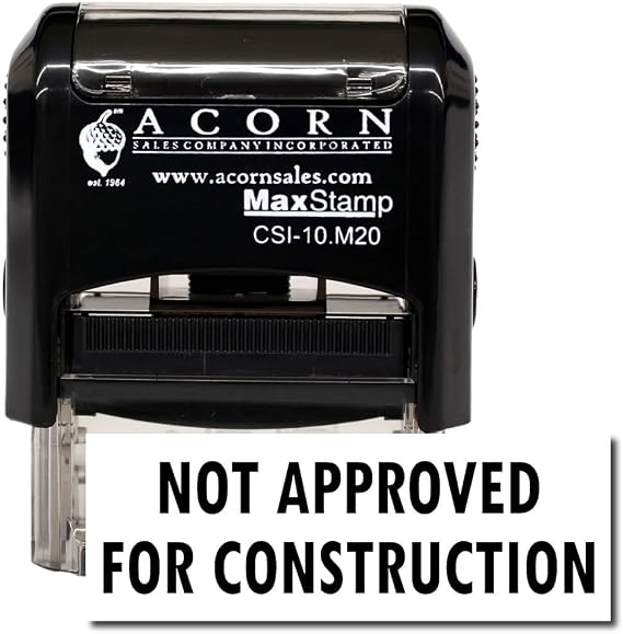Draft Stamp, Red Ink Self-Inking Not Approved for Construction Stamp - Ideal for Carpenters, Durable, 1/2 x 1-1/2, Easy to Use, Ideal for Construction Site Use, Refillable Ink Stamp