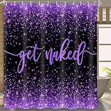 Boziqr Fabric Purple Shower Curtain, Get Naked Shower Curtains for Bathroom, Funny Cute Art Fonts Words Bath Curtains Women Girls Bathroom Decor, No Shimmery 70 X 70 Inches