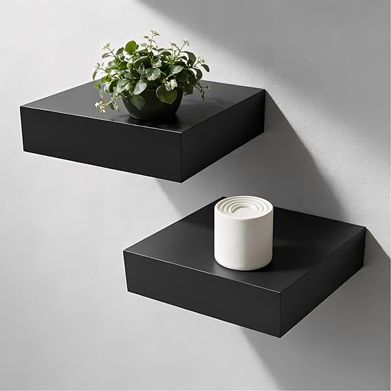 2 Pcs Black Floating Shelves for Wall Shelf, Floating Wall Shelves for Living Room Home Bedroom Kitchen Office Books Photos Bookshelf Display Decor Accessories Storage(5.7 x 5.9 x 1.5)
