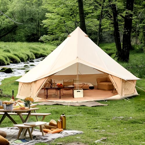 YOLENY Bell Tent, Yurt Tent 46810 Person 4 Season Waterproof Glamping Tents wStove Jack for Family Camping Outdoor Party, Glamping Tents for Camping - 1013.116.4FT
