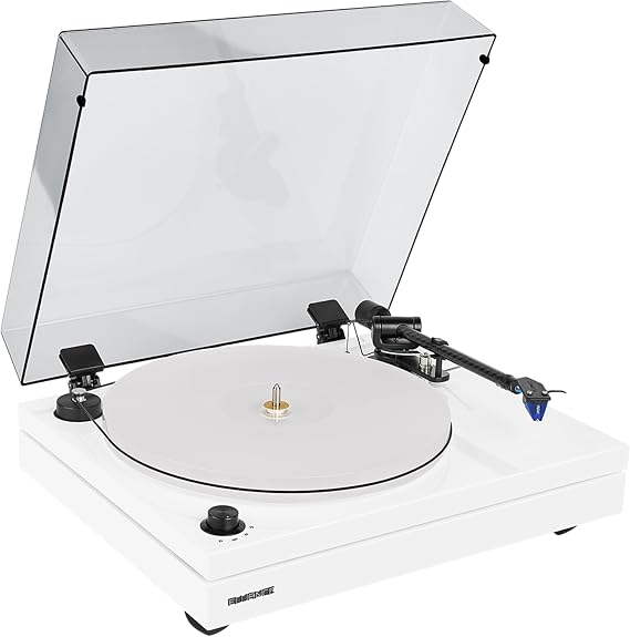 Fluance RT87 Reference High Fidelity Turntable Vinyl Record Player, Dual Plinth Isolation, VTA Adjustable Carbon Fiber Tonearm, 2M Blue Cartridge, Acrylic Platter, Speed Control Motor (Piano White)