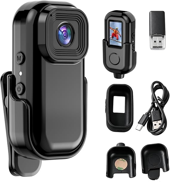 Andoer Mini WiFi Action Camera 1080P 30fps Digital Video Camera with 0.96in LCD Screen Built-in Rechrageable Battery Motion Detection with Magnetic Mount Back Clip Protective Cover