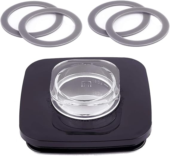 Replacement Blender Square Jar Lid 4903 and 4Packs Blender Gaskets Sealing O-Rings, 4" diameter Blender Cover with Removable Filler Cap Compatible with Oster and Osterizer Blenders 5 Cup Jar