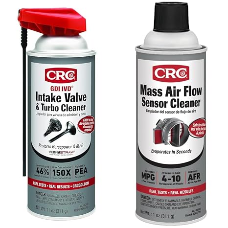 CRC GDI IVD Intake Valve & Turbo Cleaner Bundle 05110 11 Oz Mass Air Flow Sensor Cleaner