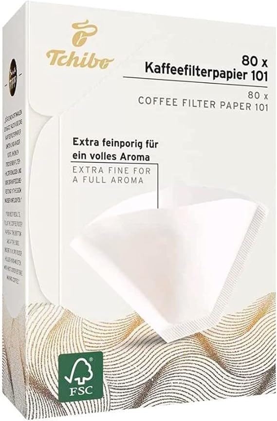 Tchibo 80 Adet Kahve Filtresi - 101 Numara Ekstra ince - tam bir aroma için Beyaz kaliteli kağıt