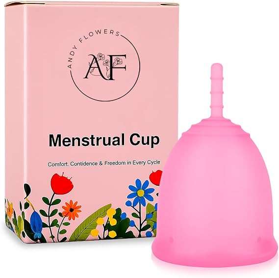 Reusable Menstrual Cup, Medical Grade Silicone Period Cup for Women & Beginners, Eco-Friendly Feminine Hygiene, Leak-Free Comfort for Up to 12 Hours (Small & Large) (Pink, Small)