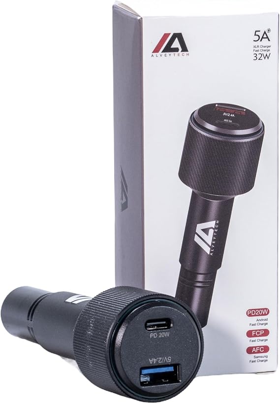 AlveyTech XLR Dual Port Charger Adapter with USB-A & USB-C