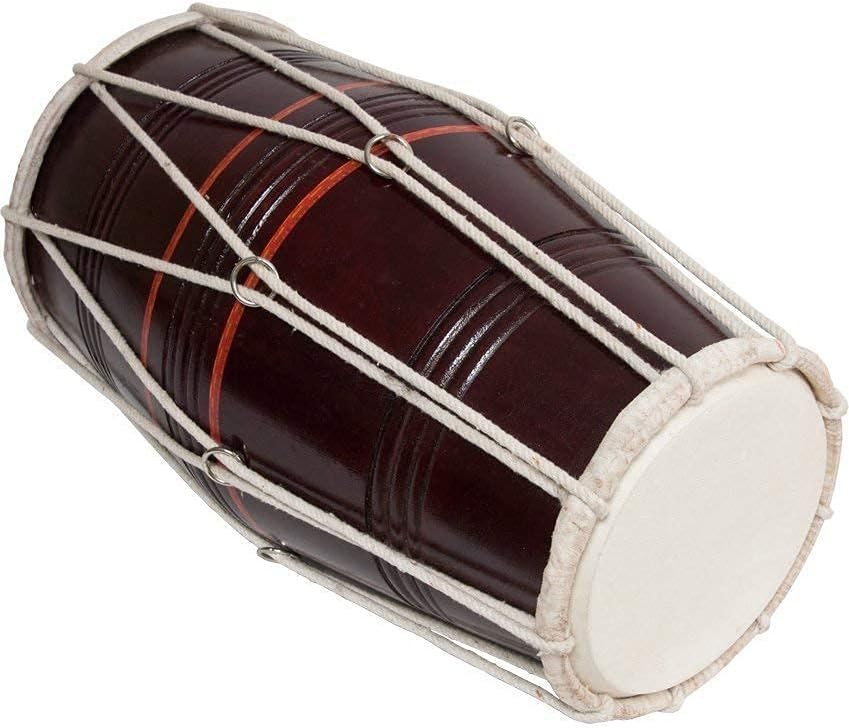Handmade Mumbai Style Cord and Ring Wooden Dholak Indian Folk Musical Instrument Drum Nuts N Bolt