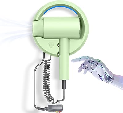 110V Hotel Wall Mounted Hair Dryer for Bathroomwith Night Light Professional Styling HairDryer for SalonBlue Light Negative Ions Fast Drying Restroom Blow Dryer,Matte Texture - Emerald Green