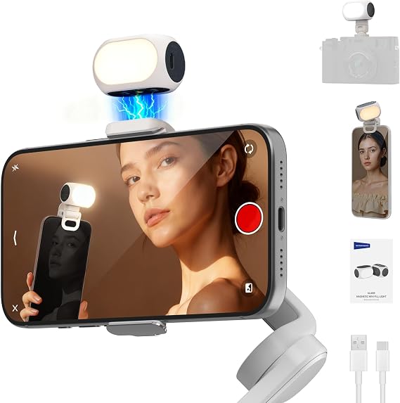 NEEWER Basics Magnetic Selfie Fill Light with Phone Clip/Cold Shoe Mount Compatible with DJI OSMO Mobile 7P 7 SE ZHIYUN Gimbal iPhone, CRI90+ 800mAh Small LED Camera Video Recording Lighting, NL40B