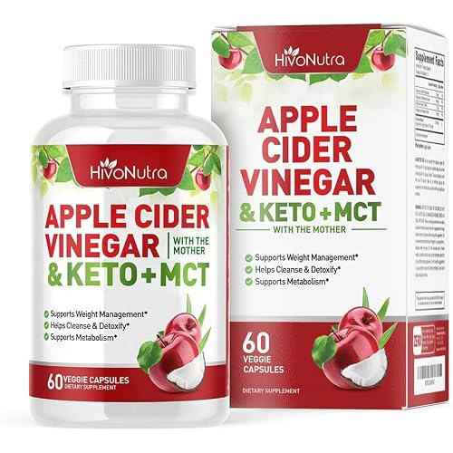 HivoNutra 4X Strength Apple Cider Vinegar Capsules  Keto &amp; MCT Oil for Women &amp; Men - Diet Supplement Helps Cleanse &amp; Detox - Supports Healthy Diet - Vegan ACV Pills with Mother
