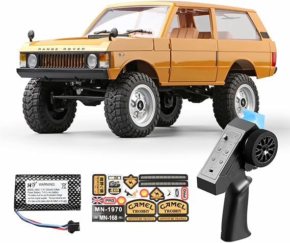 MN-168 RC Cars Jeep 1/12 RC Crawler 2.4G RC Jeep RC Rock Crawler RC Truck 4x4 RC Car with with Front and Rear Lights (RTR Version/Yellow)