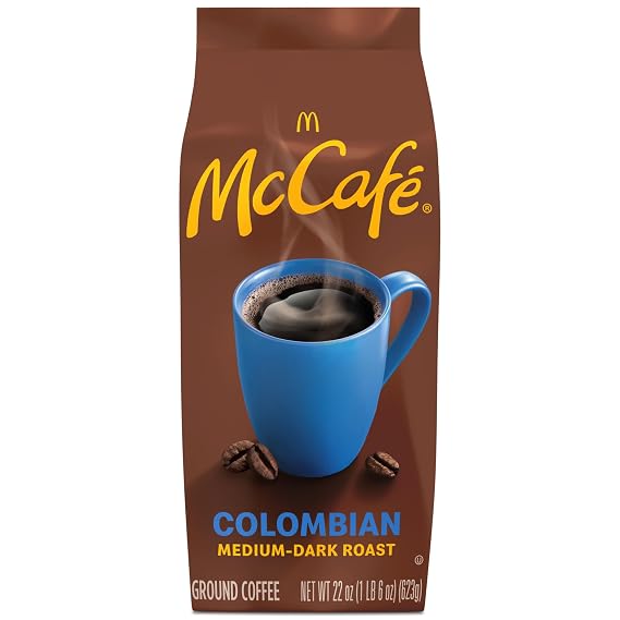 McCafe Colombian, Ground Coffee, Medium-Dark Roast, Mild Fruity Flavors, Premium Quality, Responsibly Sourced, Kosher Certified, 22oz. Bag