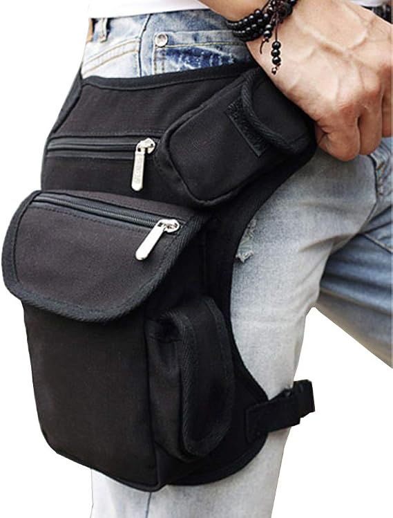 Canvas Drop Leg Bag Outdoor Waist Pack for Men Women Tactical Military Motorcycle Bike Cycling Multi-Pocket Waist Fanny Pouch Travel Hiking Climbing Thigh Bag Pocket