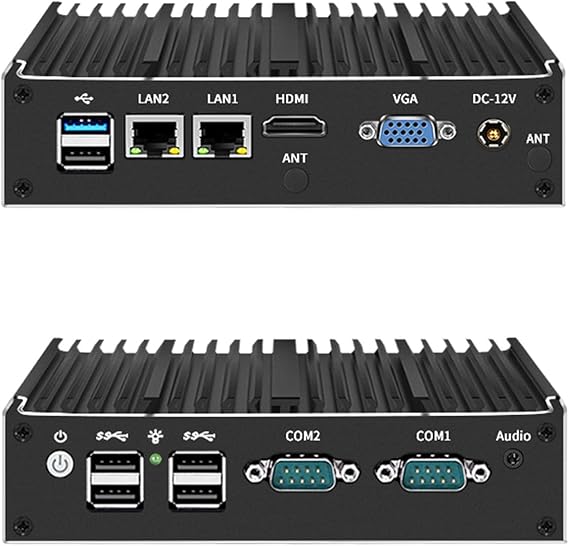 Celeron N2840 X86 Thin Client, Mini PC, Nano PC, Cheap PC with 4G RAM 64G SSD Dual RJ45 Port Dual COM RS485 VGA HDMI 6 USB
