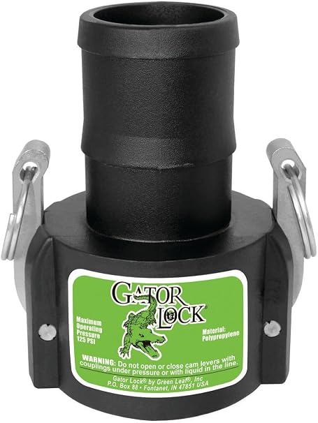 Green Leaf GLP 200 C NL Series Polypropylene Gator Lock Cam Lever Coupling, Non-Locking, 2" Female Coupler/Hose Shank