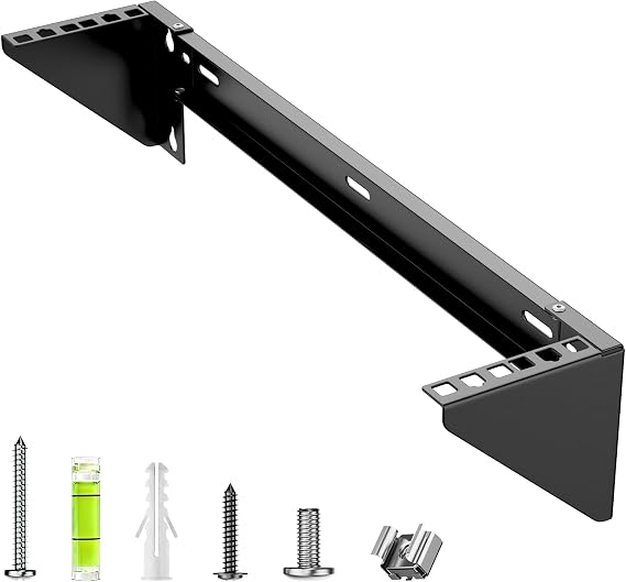 2U Vertical Wall Mount Rack - 19" Steel Wall & Under-Desk Bracket for Server, Network Switch, or Patch Panel, Supports up to 121lbs, for Cabinet or Server Room, JHSVR-2U