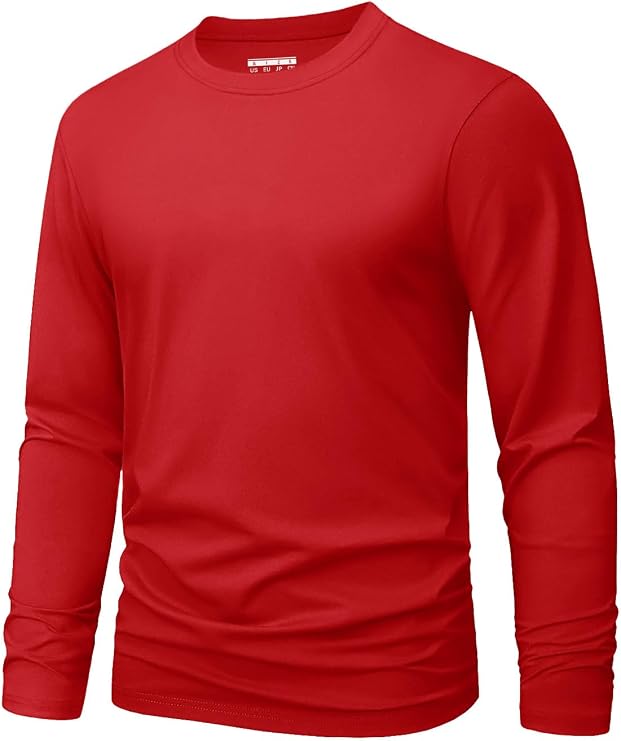 MAGNIVIT Men's Shirts Long Sleeve Cotton T-Shirt Crew Neck Midweight Tees Classic Basic Casual Tops Plain Soft Shirt