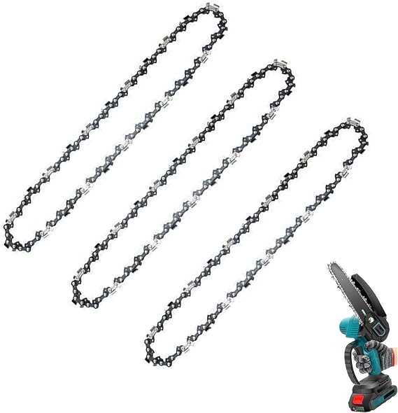 3PCS 12 Inch Chainsaw Chains, Mini Chainsaw Chain Replacement for Cordless Handheld Chainsaws, Low-Kickback Small Chainsaw Blade for Tree Trimming and Wood Cutting (45 Drive Links) (3 PCS 12In)