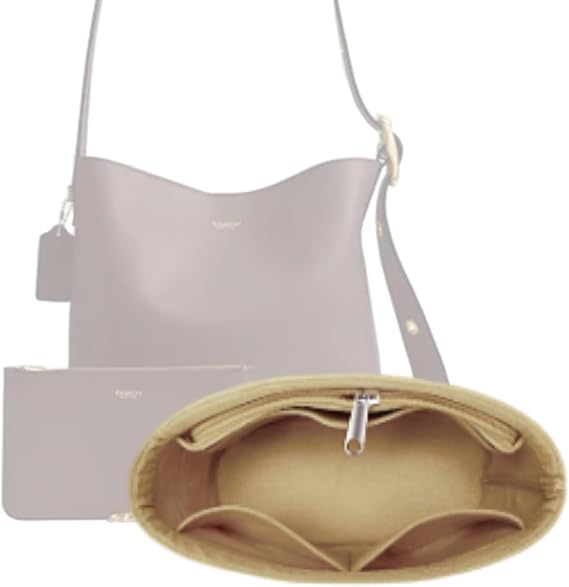 Bag Organizer compatible with Coach Bleecker Bucket, Felt Insert Liner for Women Handbag. (Beige, Style A)