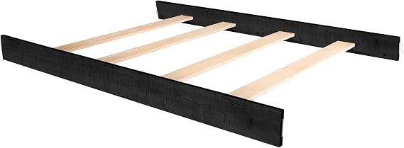 Evolur Full-Size Bed Conversion Rails, Designed & Tested Cribs, Durable Hardwood Build with Secure Mattress Slats, Easy Assembly - Onyx