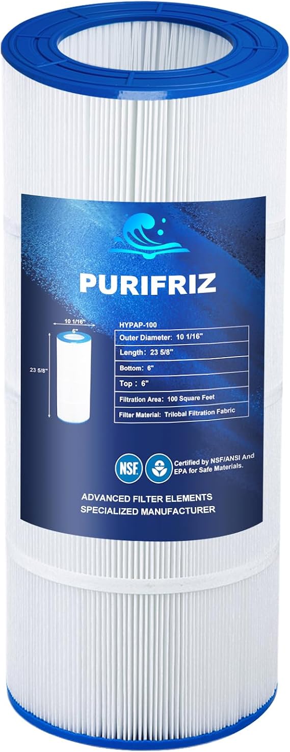 100A Pool Filter Compatible with CC100, PAP100, CCRP100, PAP100-4, Unicel C-9410, R17325, FC-0686, 59054200, 160316, 160354, Upgraded Fabric 100 Sq. Ft, L x OD:23 5/8" x 10 1/16", 1-Pack