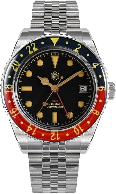 San Martin Vintage Sports Automatic Mechanical Men Watch Bidirectional Sapphire Glass Bezel NH34 GMT Watch