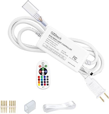 GZBtech RGB Neon Controller Kit with Remote & Power Supply, Only Vivid RGB Neon Rope Lights