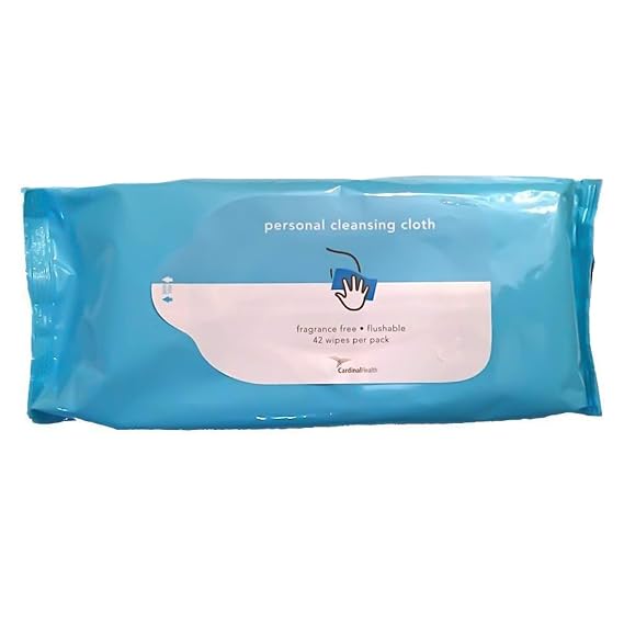 Cardinal Health Wet Wipes - Personal Cleansing Cloth, Unscented, Non-Flushable (1) Pack 42