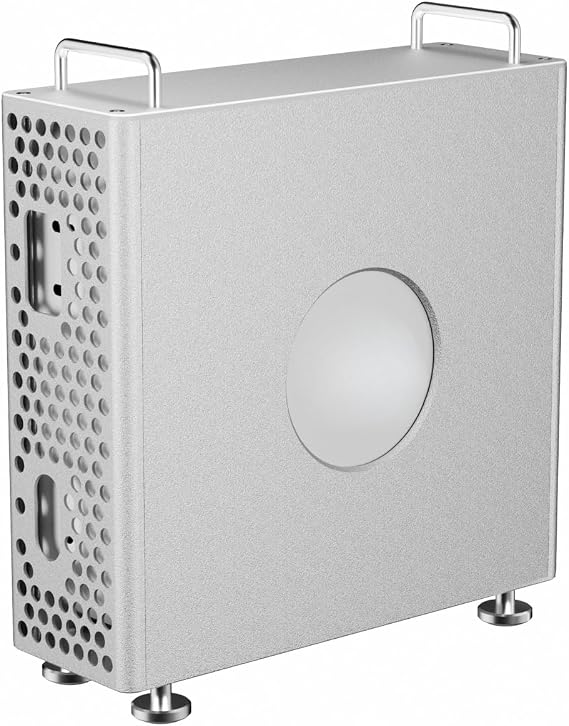 McStorey Mac mini M4 M4 Pro Standı Gümüş, Alüminyum Dikey Koruyucu Kasa, Havalandırmalı Metal Mac mini Tutucu, Port Erişimli Ayaklı Masaüstü Stand, 2024 Uyumlu