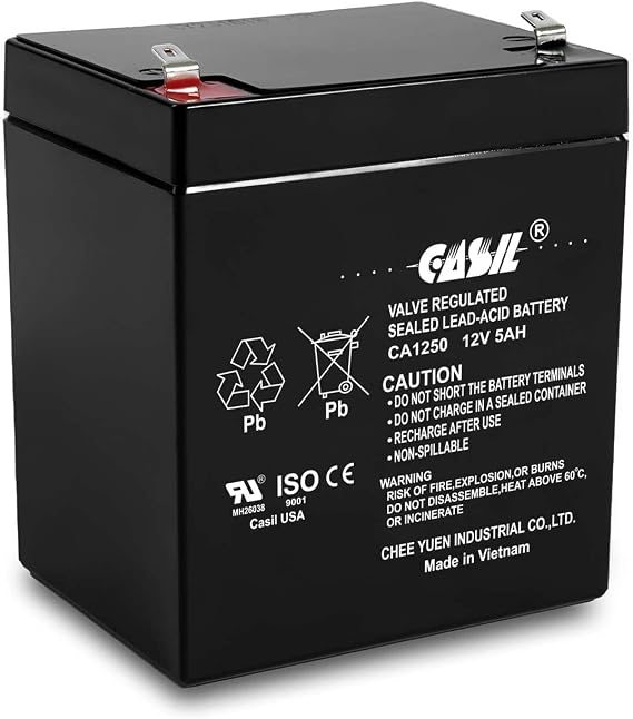 Casil CA1250 12V 5Ah SLA AGM Alarm Battery Rechargeable Sealed Lead Acid Upgrade Replacement for CA1240 12V 4Ah, ADT Security Systems, UPS Backup Power