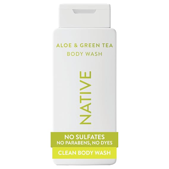 Native Clean Body Wash, Gentle & pH-balanced for Sensitive Skin, 24-Hr Freshness for Women & Men, Vegan & Cruelty-Free, Free of Sulfates, Parabens & Phthalates, Aloe & Green Tea, 18 fl oz