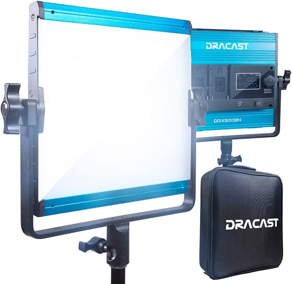 Dracast X Series LED500 - Daylight 5600K LED Video Light Panel | Bluetooth App Control | Dimmable 0-100% | CRI & TLCI 96+ | Dual NP-F Battery Plate | Studio & Portrait Photography | Live Streaming