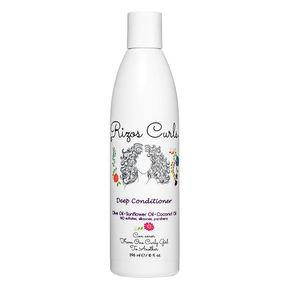 Rizos Curls Deep Conditioner, Strengthens & Moisturizes Hair while Controlling Frizz, Add Softness and Manageability with Coconut Oil, Sunflower Oil & Shea Butter, 10 oz