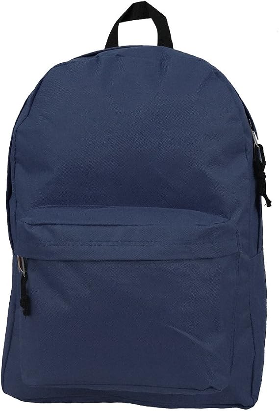 K-Cliffs 16inch Simple/Basic Backpack Book bag Navy Blue
